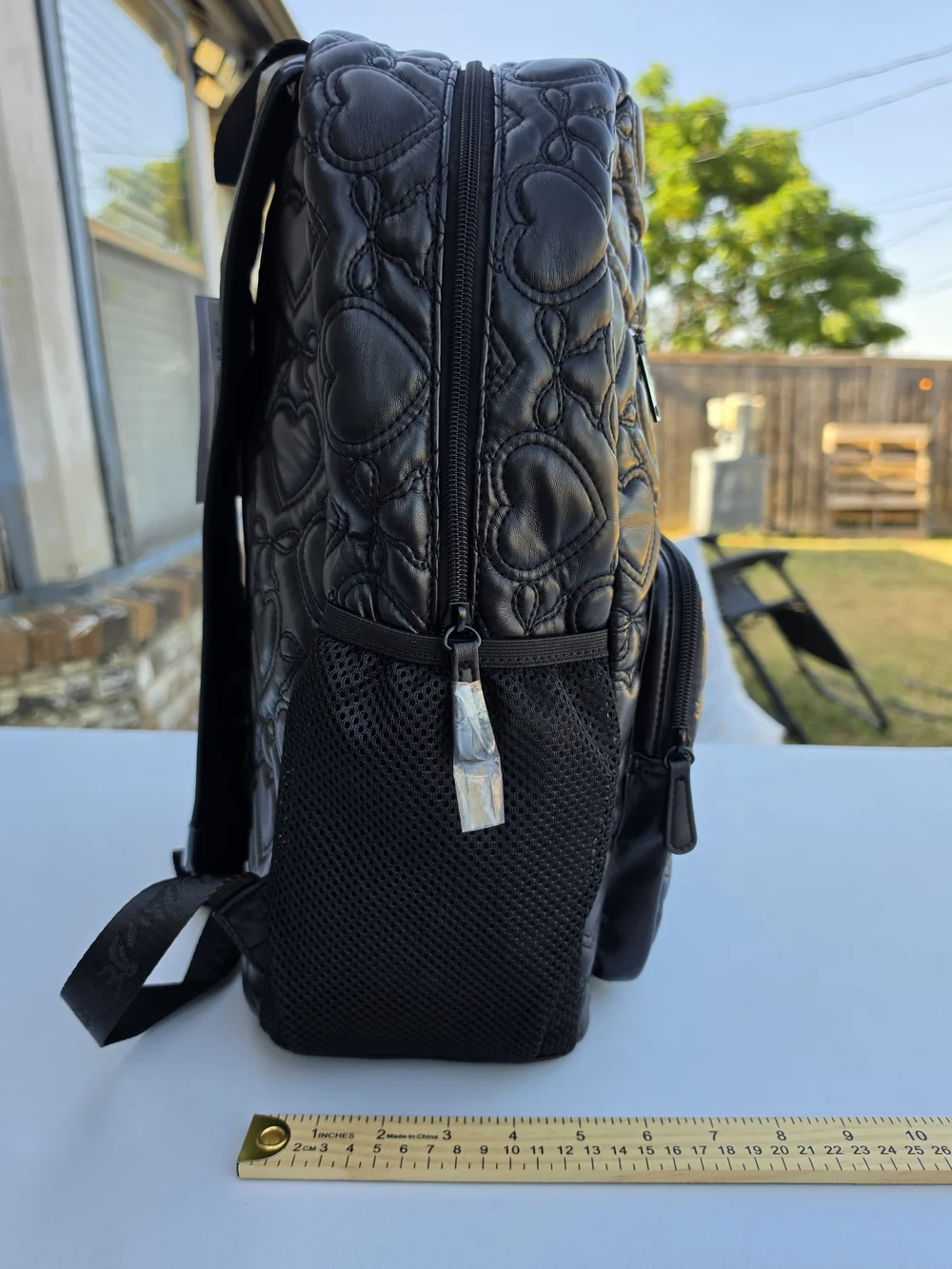 LBlondon Black Heart Quilted Faux Leather Backpack NWT MSRP $108